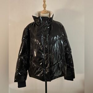 Scoop NYC Black Shiny Puffer Jacket